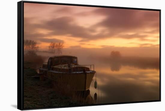 Barge on River Thurne, Norfolk Broads, Norfolk-Geraint Tellem-Framed Stretched Canvas