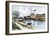 Barge on the Erie Canal at West Troy, New York, in the Late 1800s-null-Framed Giclee Print