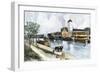 Barge on the Erie Canal at West Troy, New York, in the Late 1800s-null-Framed Giclee Print