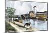 Barge on the Erie Canal at West Troy, New York, in the Late 1800s-null-Mounted Giclee Print