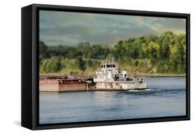 Barge on the River 2-Jai Johnson-Framed Stretched Canvas