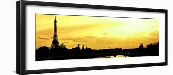 Barge on the River Seine with Views of the Eiffel Tower and Alexandre III Bridge - Paris - France-Philippe Hugonnard-Framed Photographic Print