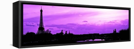 Barge on the River Seine with Views of the Eiffel Tower and Alexandre III Bridge - Paris - France-Philippe Hugonnard-Framed Stretched Canvas