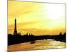 Barge on the River Seine with Views of the Eiffel Tower and Alexandre III Bridge - Paris - France-Philippe Hugonnard-Mounted Photographic Print