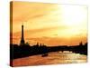 Barge on the River Seine with Views of the Eiffel Tower and Alexandre III Bridge - Paris - France-Philippe Hugonnard-Stretched Canvas