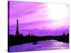 Barge on the River Seine with Views of the Eiffel Tower and Alexandre III Bridge - Paris - France-Philippe Hugonnard-Stretched Canvas