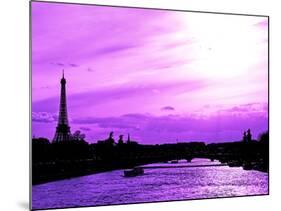 Barge on the River Seine with Views of the Eiffel Tower and Alexandre III Bridge - Paris - France-Philippe Hugonnard-Mounted Photographic Print