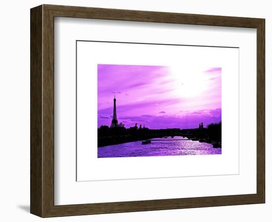 Barge on the River Seine with Views of the Eiffel Tower and Alexandre III Bridge - Paris - France-Philippe Hugonnard-Framed Art Print