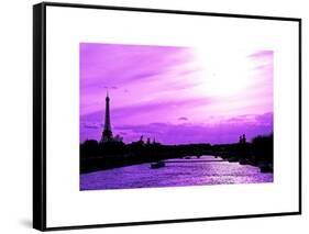 Barge on the River Seine with Views of the Eiffel Tower and Alexandre III Bridge - Paris - France-Philippe Hugonnard-Framed Stretched Canvas