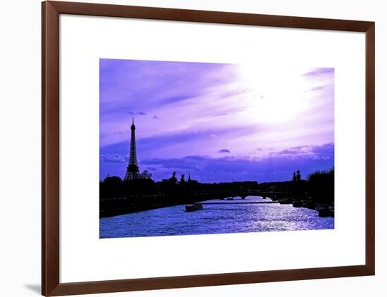 Barge on the River Seine with Views of the Eiffel Tower and Alexandre III Bridge - Paris - France-Philippe Hugonnard-Framed Art Print