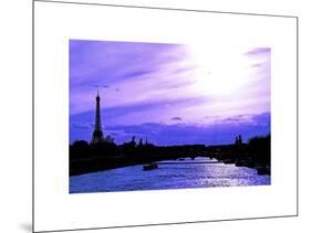 Barge on the River Seine with Views of the Eiffel Tower and Alexandre III Bridge - Paris - France-Philippe Hugonnard-Mounted Art Print