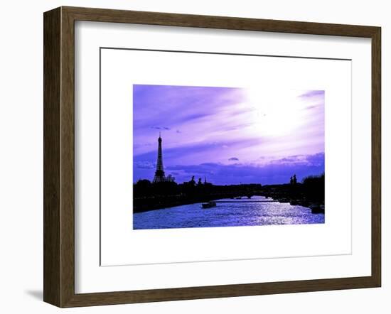 Barge on the River Seine with Views of the Eiffel Tower and Alexandre III Bridge - Paris - France-Philippe Hugonnard-Framed Art Print