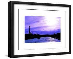 Barge on the River Seine with Views of the Eiffel Tower and Alexandre III Bridge - Paris - France-Philippe Hugonnard-Framed Art Print