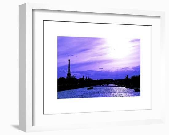 Barge on the River Seine with Views of the Eiffel Tower and Alexandre III Bridge - Paris - France-Philippe Hugonnard-Framed Art Print