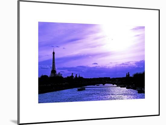 Barge on the River Seine with Views of the Eiffel Tower and Alexandre III Bridge - Paris - France-Philippe Hugonnard-Mounted Art Print