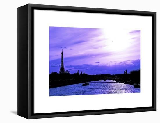 Barge on the River Seine with Views of the Eiffel Tower and Alexandre III Bridge - Paris - France-Philippe Hugonnard-Framed Stretched Canvas