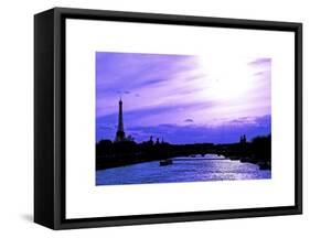 Barge on the River Seine with Views of the Eiffel Tower and Alexandre III Bridge - Paris - France-Philippe Hugonnard-Framed Stretched Canvas