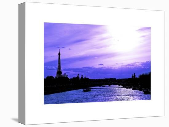 Barge on the River Seine with Views of the Eiffel Tower and Alexandre III Bridge - Paris - France-Philippe Hugonnard-Stretched Canvas