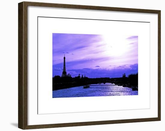 Barge on the River Seine with Views of the Eiffel Tower and Alexandre III Bridge - Paris - France-Philippe Hugonnard-Framed Art Print