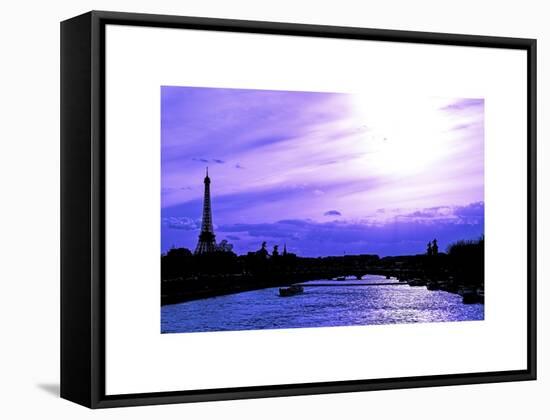 Barge on the River Seine with Views of the Eiffel Tower and Alexandre III Bridge - Paris - France-Philippe Hugonnard-Framed Stretched Canvas