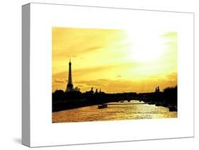 Barge on the River Seine with Views of the Eiffel Tower and Alexandre III Bridge - Paris - France-Philippe Hugonnard-Stretched Canvas