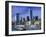 Barge on Water & Skyline, Frankfurt, Germany-Peter Adams-Framed Premium Photographic Print