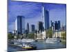 Barge on Water & Skyline, Frankfurt, Germany-Peter Adams-Mounted Premium Photographic Print
