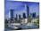 Barge on Water & Skyline, Frankfurt, Germany-Peter Adams-Mounted Premium Photographic Print