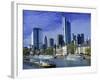 Barge on Water & Skyline, Frankfurt, Germany-Peter Adams-Framed Photographic Print