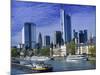 Barge on Water & Skyline, Frankfurt, Germany-Peter Adams-Mounted Photographic Print