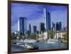 Barge on Water & Skyline, Frankfurt, Germany-Peter Adams-Framed Photographic Print