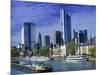 Barge on Water & Skyline, Frankfurt, Germany-Peter Adams-Mounted Photographic Print