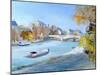 Barge Sailing Down the River Seine in Paris-Anne Durham-Mounted Giclee Print