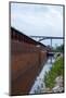 Barges and Bridge in Saint Paul-jrferrermn-Mounted Photographic Print