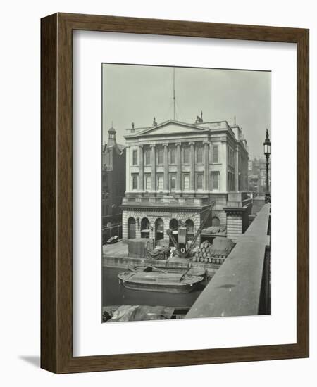 Barges and Goods in Front of Fishmongers Hall, Seen from London Bridge, 1912-null-Framed Photographic Print