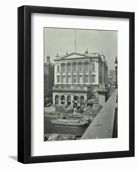 Barges and Goods in Front of Fishmongers Hall, Seen from London Bridge, 1912-null-Framed Photographic Print