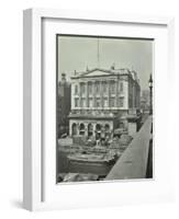 Barges and Goods in Front of Fishmongers Hall, Seen from London Bridge, 1912-null-Framed Photographic Print