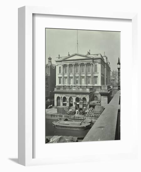 Barges and Goods in Front of Fishmongers Hall, Seen from London Bridge, 1912-null-Framed Photographic Print