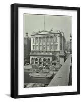 Barges and Goods in Front of Fishmongers Hall, Seen from London Bridge, 1912-null-Framed Photographic Print