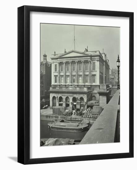 Barges and Goods in Front of Fishmongers Hall, Seen from London Bridge, 1912-null-Framed Photographic Print