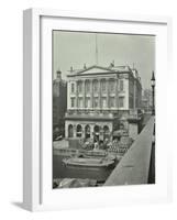 Barges and Goods in Front of Fishmongers Hall, Seen from London Bridge, 1912-null-Framed Photographic Print