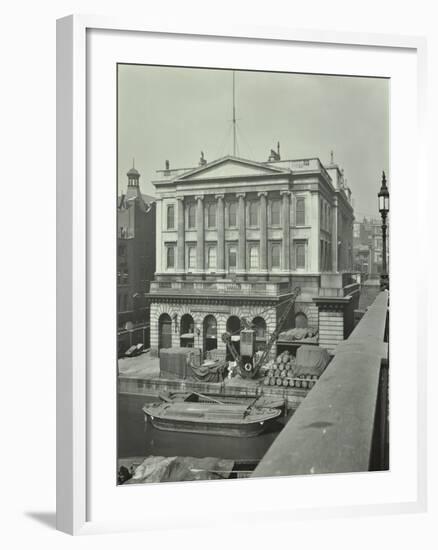 Barges and Goods in Front of Fishmongers Hall, Seen from London Bridge, 1912-null-Framed Photographic Print