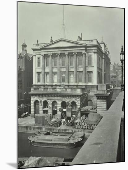 Barges and Goods in Front of Fishmongers Hall, Seen from London Bridge, 1912-null-Mounted Photographic Print