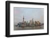 Barges and Pudong Skyline, Sunset, Shanghai, China-Peter Adams-Framed Photographic Print