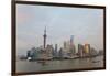 Barges and Pudong Skyline, Sunset, Shanghai, China-Peter Adams-Framed Photographic Print