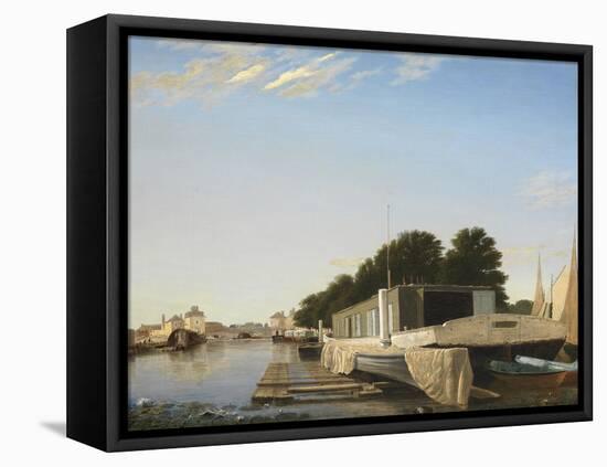 Barges at a Mooring-Scandinavian-Framed Stretched Canvas