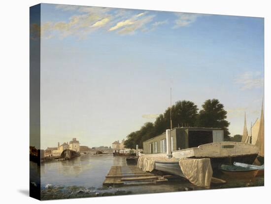Barges at a Mooring-Scandinavian-Stretched Canvas