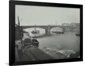 Barges at Bankside, Looking Upstream Towards Southwark Bridge, London, 1913-null-Framed Photographic Print