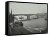 Barges at Bankside, Looking Upstream Towards Southwark Bridge, London, 1913-null-Framed Stretched Canvas