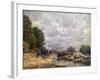 Barges at Billancourt, 1877-Alfred Sisley-Framed Giclee Print